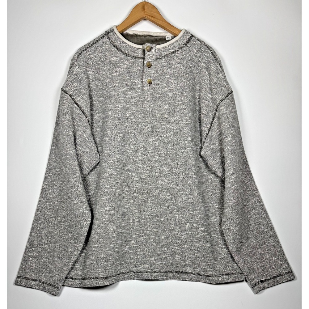 Lemon and Soda Sweatshirt Mens XL Gray Marled Henley Heavyweight Made in USA 90s